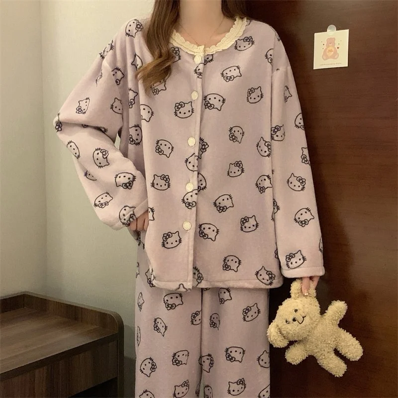 双面法兰绒240g套装女秋冬保暖家居服款号8347M-XXL 细节图1