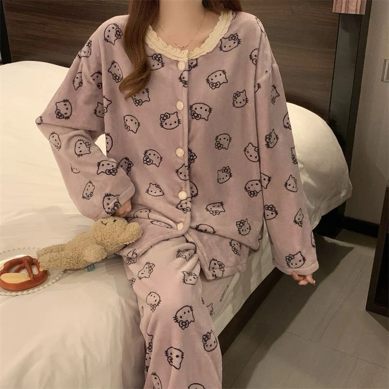 双面法兰绒240g套装女秋冬保暖家居服款号8347M-XXL 细节图2