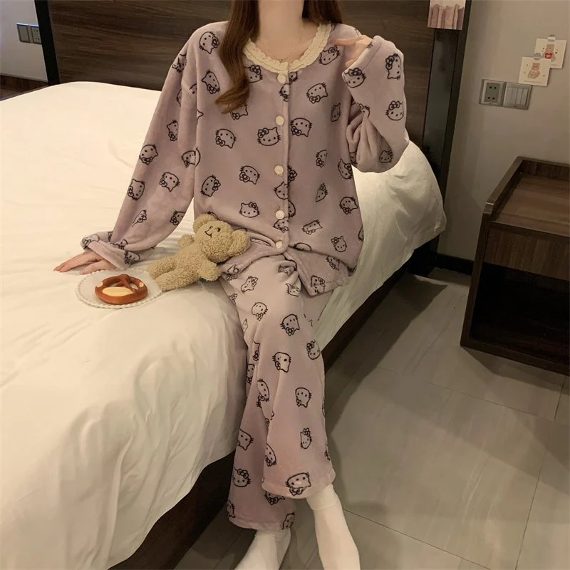 双面法兰绒240g套装女秋冬保暖家居服款号8347M-XXL 细节图3