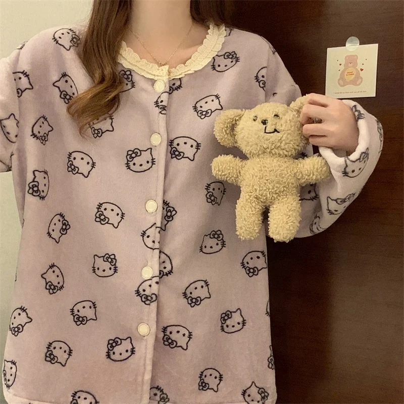双面法兰绒240g套装女秋冬保暖家居服款号8347M-XXL 细节图4
