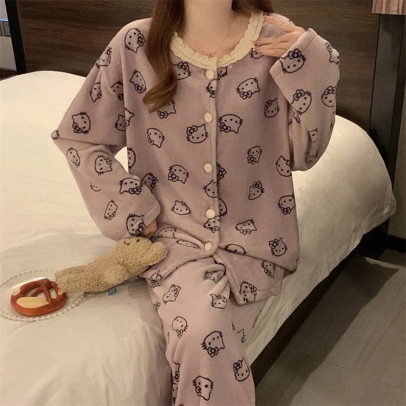 双面法兰绒240g套装女秋冬保暖家居服款号8347M-XXL 细节图5