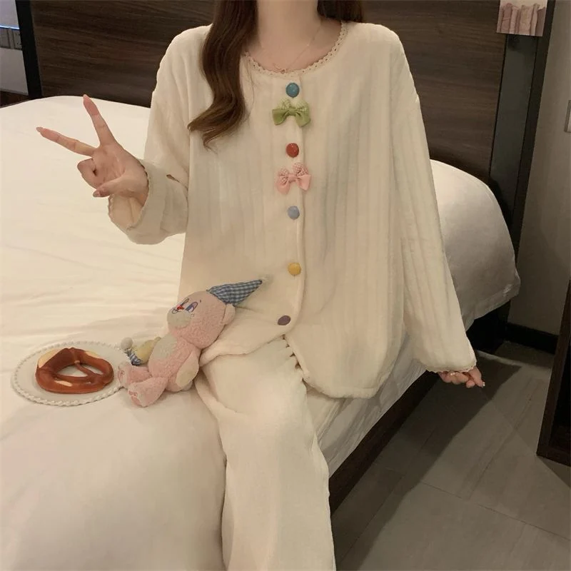 双面法兰绒240g套装女秋冬保暖家居服款号8348M-XXL