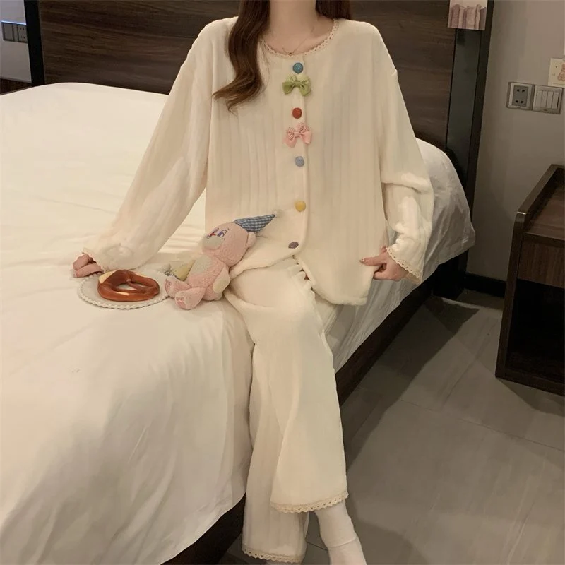 双面法兰绒240g套装女秋冬保暖家居服款号8348M-XXL 细节图1