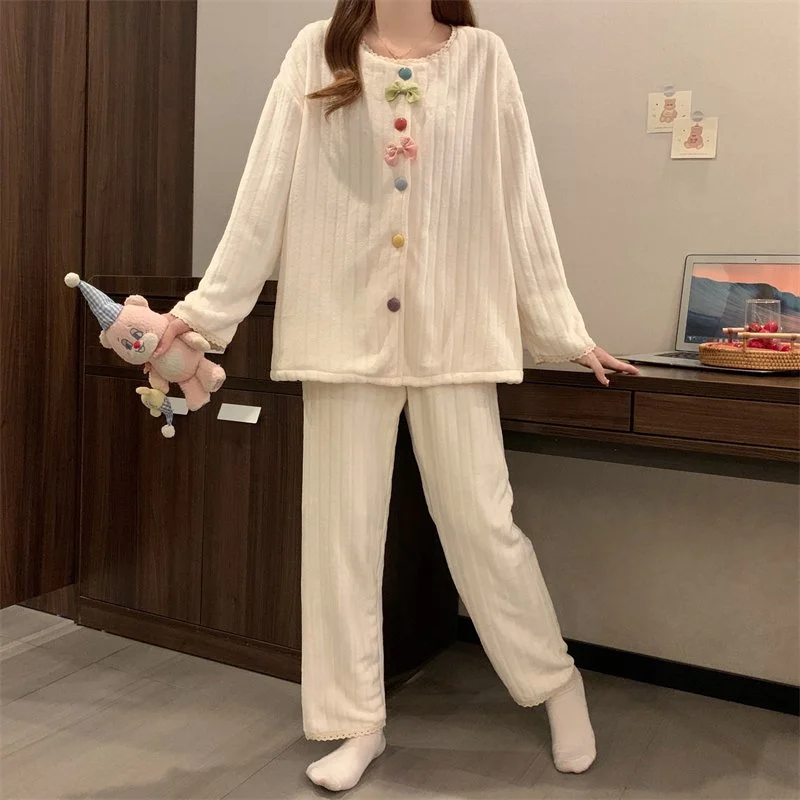 双面法兰绒240g套装女秋冬保暖家居服款号8348M-XXL 细节图2