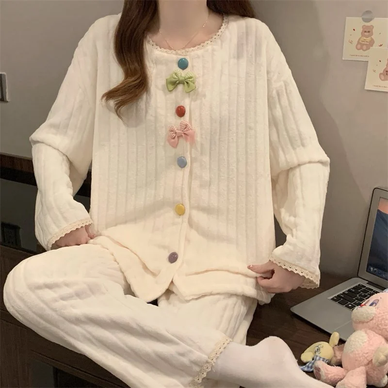双面法兰绒240g套装女秋冬保暖家居服款号8348M-XXL 细节图3