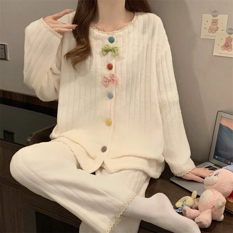 双面法兰绒240g套装女秋冬保暖家居服款号8348M-XXL 细节图4