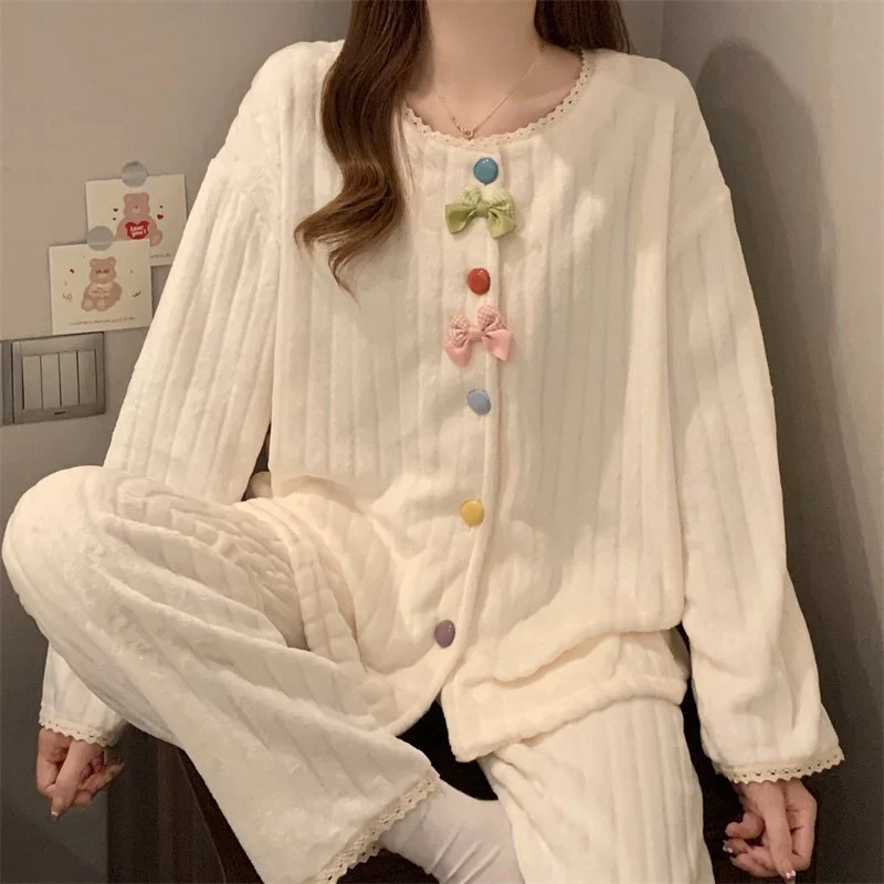 双面法兰绒240g套装女秋冬保暖家居服款号8348M-XXL 细节图5