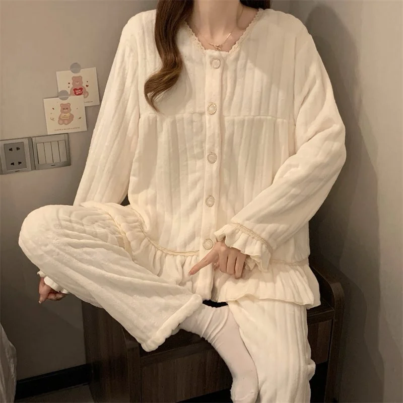 双面法兰绒240g套装女秋冬保暖家居服款号8349M-XXL