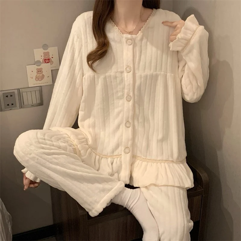 双面法兰绒240g套装女秋冬保暖家居服款号8349M-XXL 细节图1