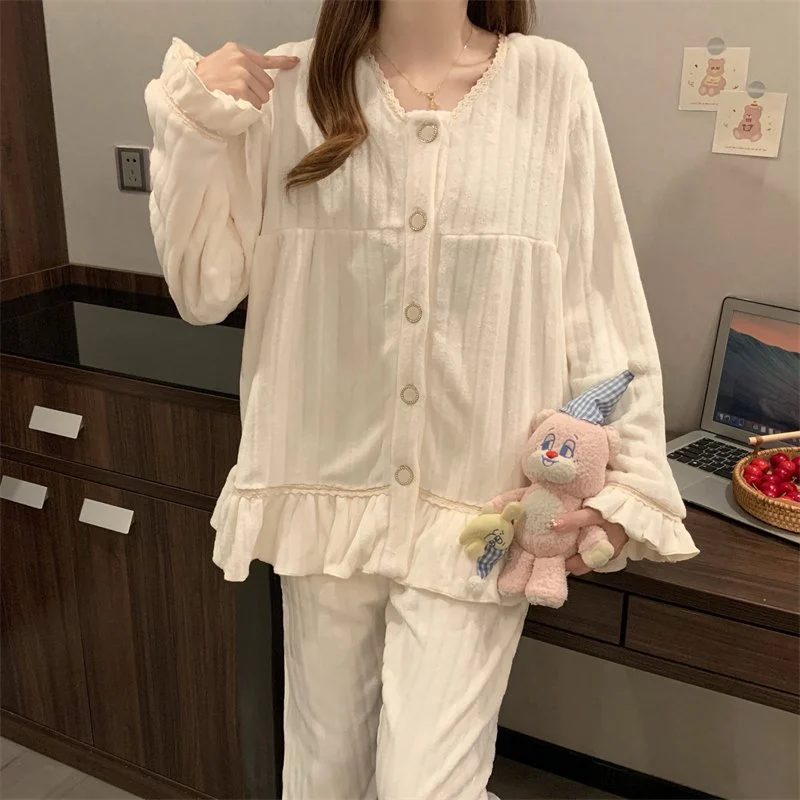 双面法兰绒240g套装女秋冬保暖家居服款号8349M-XXL 细节图2