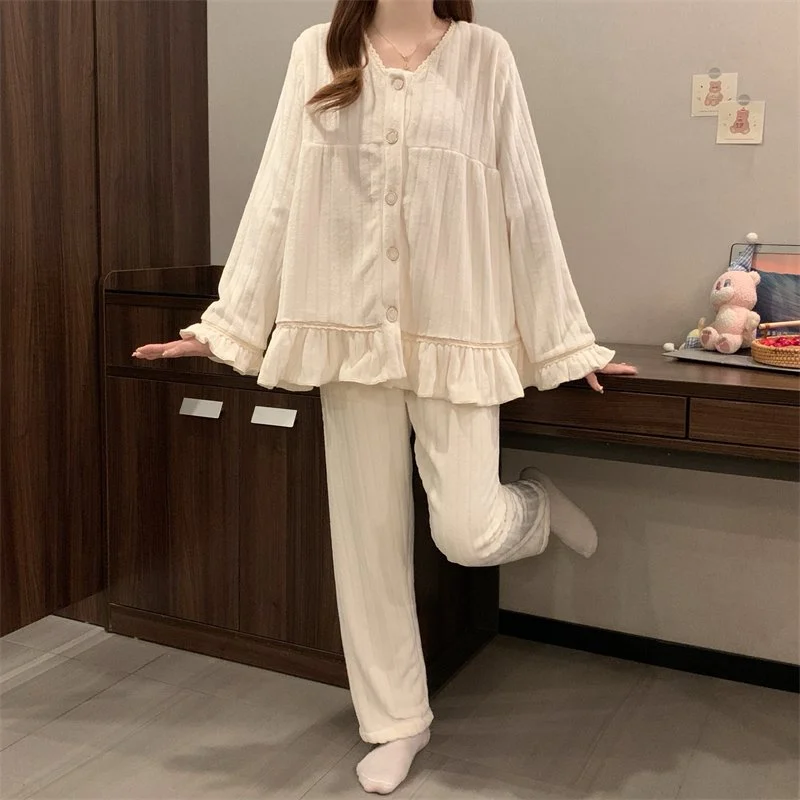 双面法兰绒240g套装女秋冬保暖家居服款号8349M-XXL 细节图3