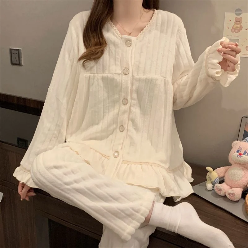双面法兰绒240g套装女秋冬保暖家居服款号8349M-XXL 细节图4