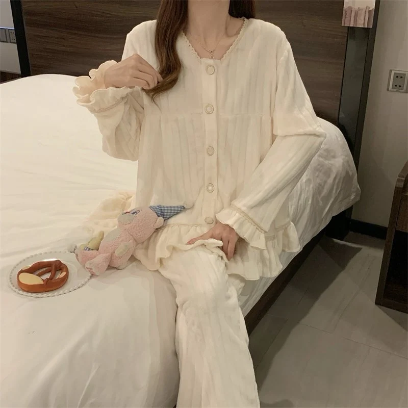 双面法兰绒240g套装女秋冬保暖家居服款号8349M-XXL 细节图5