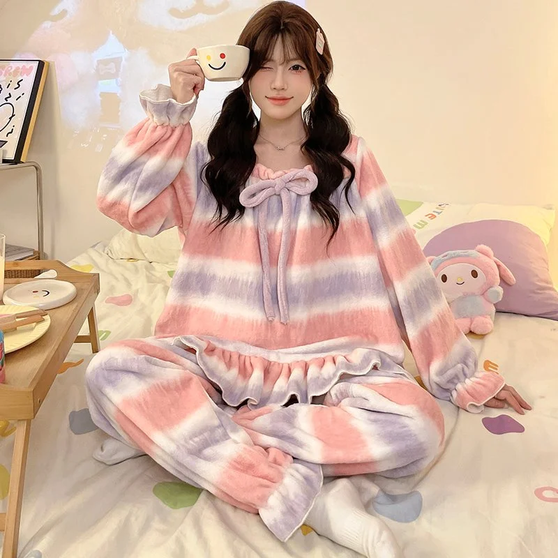 双面法兰绒240g套装女秋冬保暖家居服款号8555M-XXL