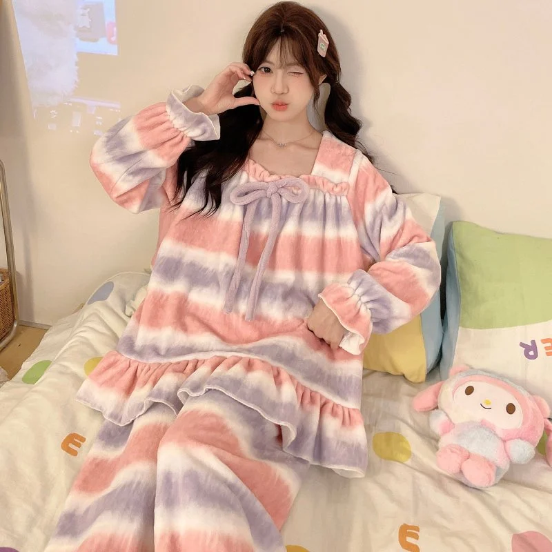 双面法兰绒240g套装女秋冬保暖家居服款号8555M-XXL 细节图1