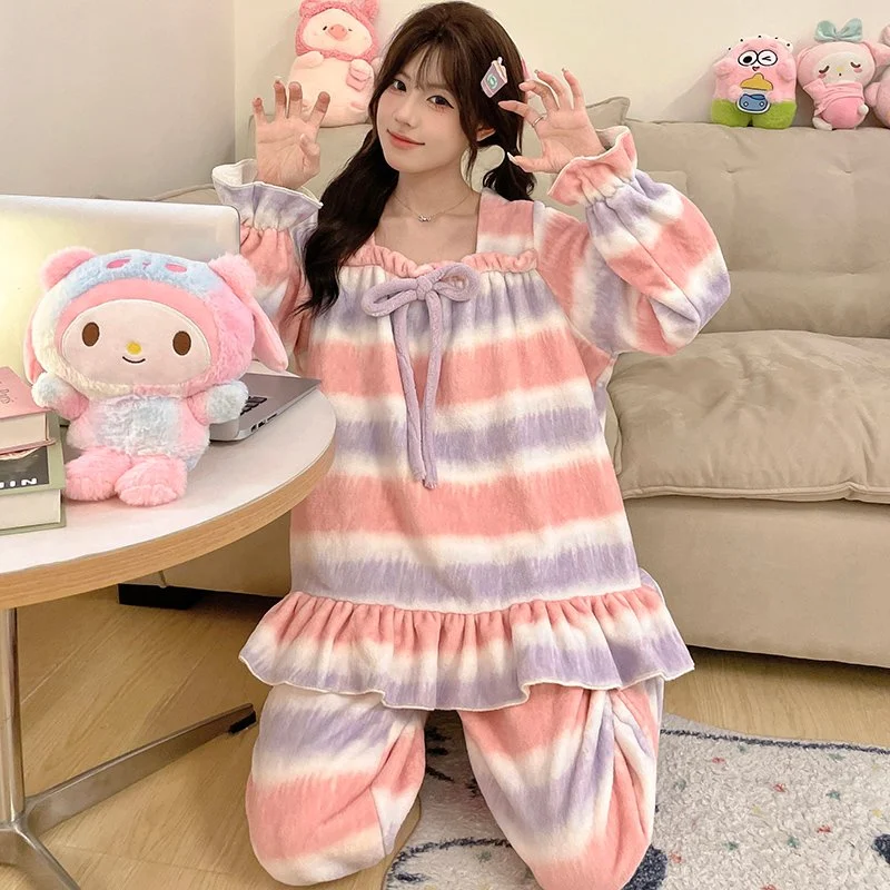 双面法兰绒240g套装女秋冬保暖家居服款号8555M-XXL 细节图2