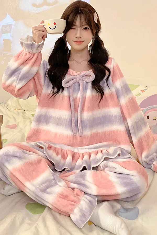 双面法兰绒240g套装女秋冬保暖家居服款号8555M-XXL 细节图4