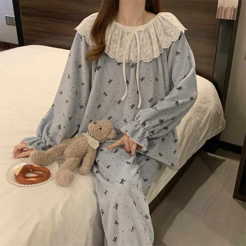 双面法兰绒240g套装女秋冬保暖家居服款号8568M-XXL 细节图2