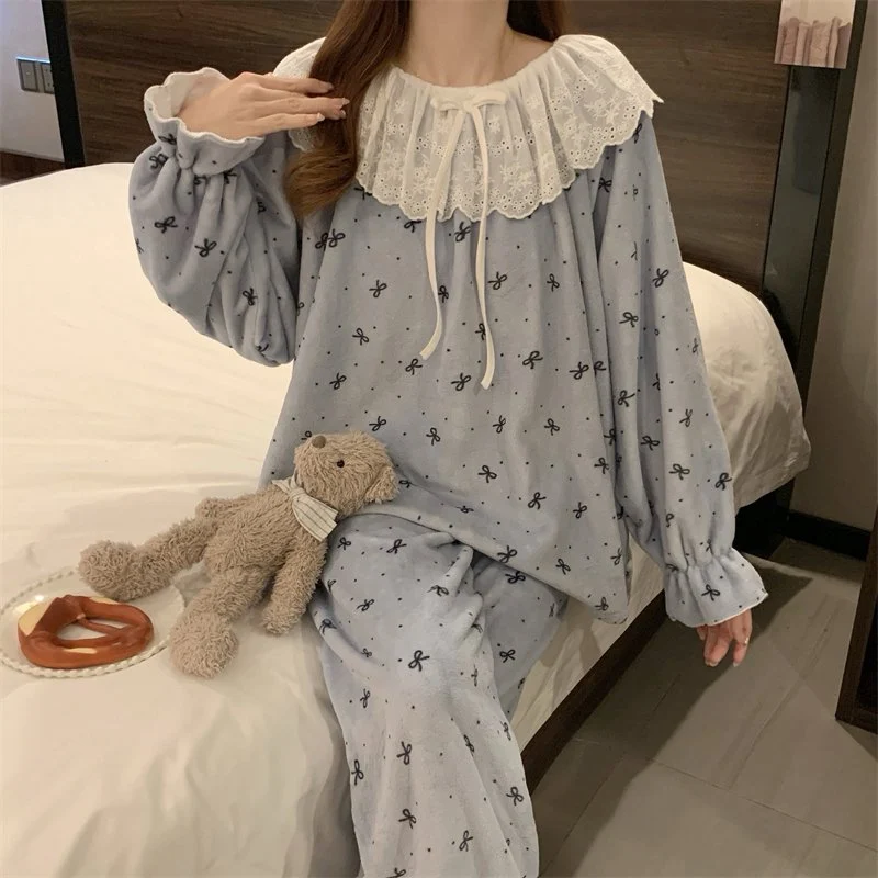 双面法兰绒240g套装女秋冬保暖家居服款号8568M-XXL 细节图3