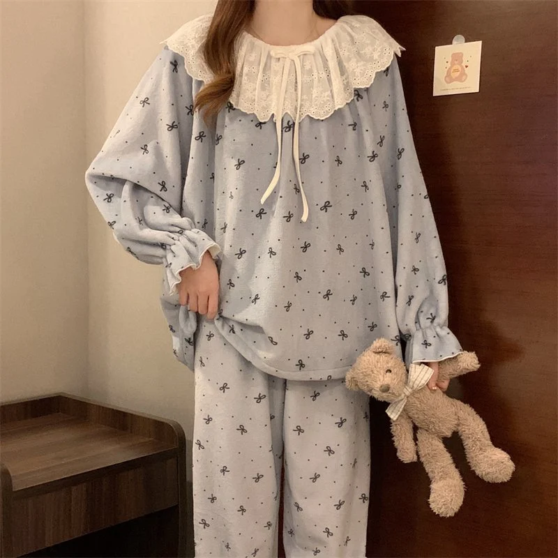双面法兰绒240g套装女秋冬保暖家居服款号8568M-XXL 细节图4