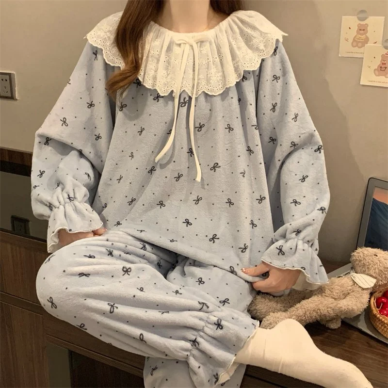 双面法兰绒240g套装女秋冬保暖家居服款号8568M-XXL 细节图5