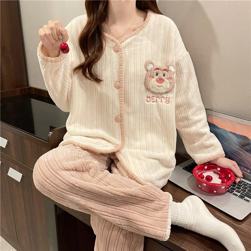 双面法兰绒240g套装女秋冬保暖家居服款号8619M-XXL