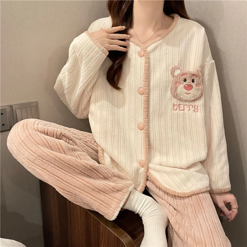 双面法兰绒240g套装女秋冬保暖家居服款号8619M-XXL 细节图1