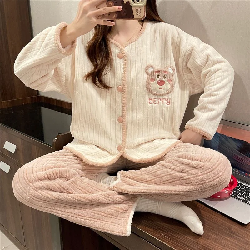 双面法兰绒240g套装女秋冬保暖家居服款号8619M-XXL 细节图4