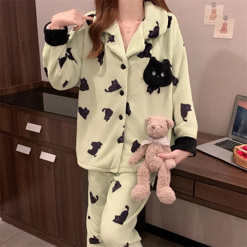 双面法兰绒240g套装女秋冬保暖家居服款号8633M-XXL 细节图1