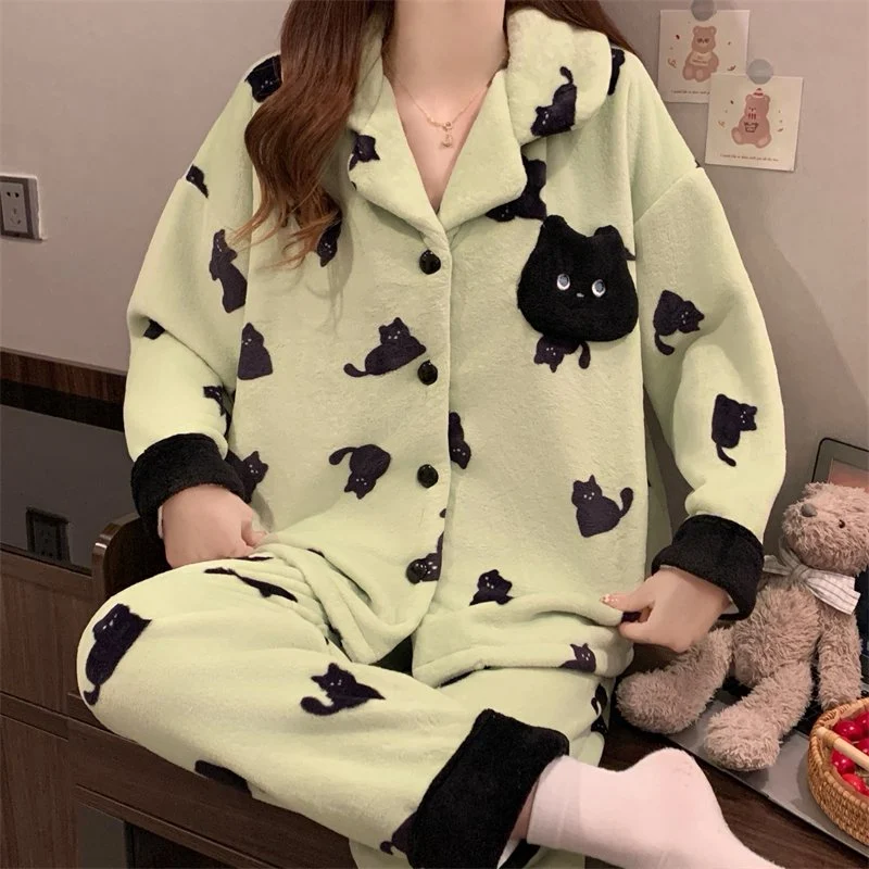 双面法兰绒240g套装女秋冬保暖家居服款号8633M-XXL 细节图2