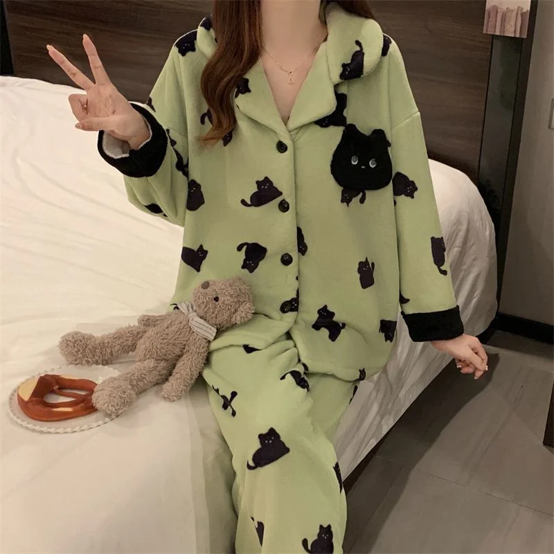双面法兰绒240g套装女秋冬保暖家居服款号8633M-XXL 细节图3