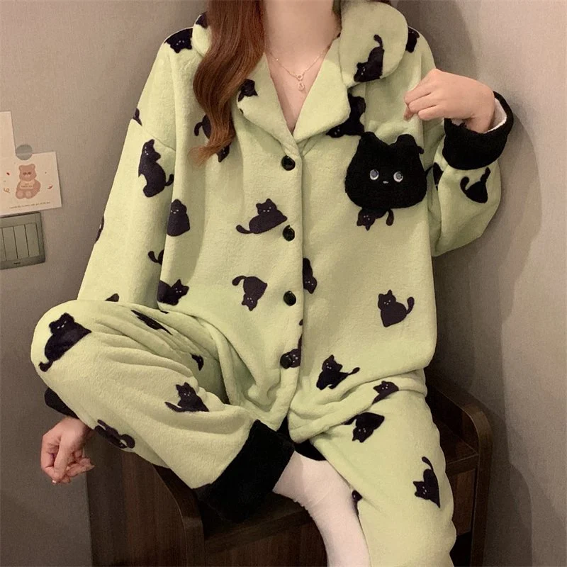双面法兰绒240g套装女秋冬保暖家居服款号8633M-XXL 细节图4