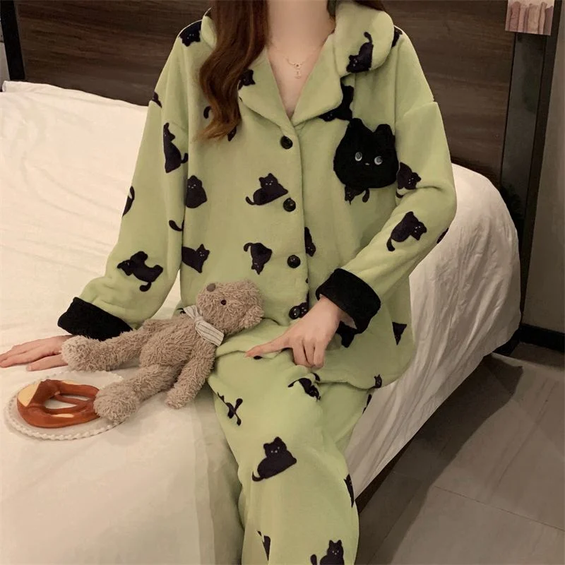 双面法兰绒240g套装女秋冬保暖家居服款号8633M-XXL 细节图5