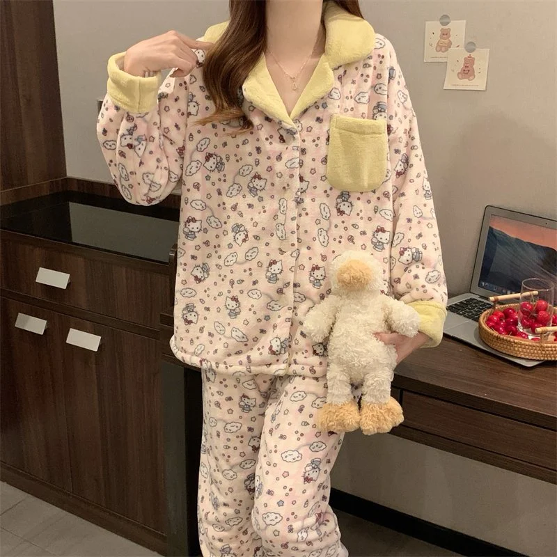 双面法兰绒240g套装女秋冬保暖家居服款号8634M-XXL 细节图1