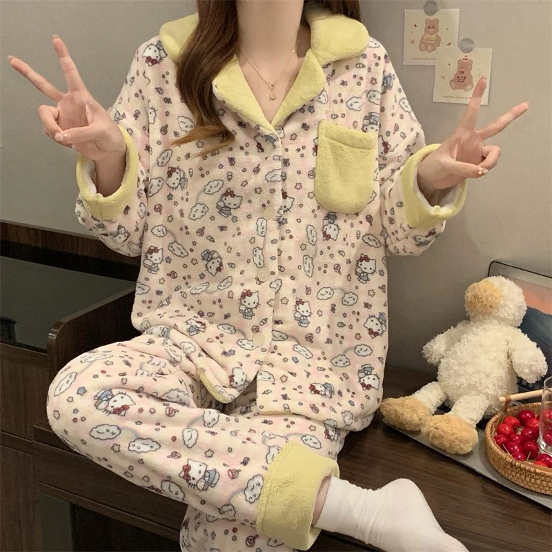 双面法兰绒240g套装女秋冬保暖家居服款号8634M-XXL 细节图2