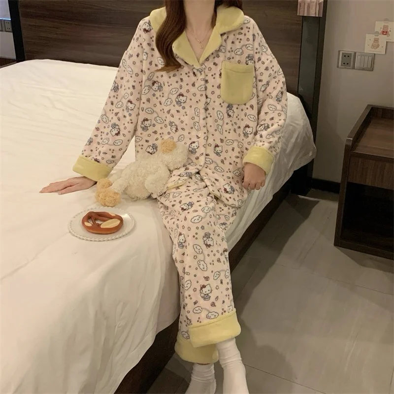双面法兰绒240g套装女秋冬保暖家居服款号8634M-XXL 细节图4