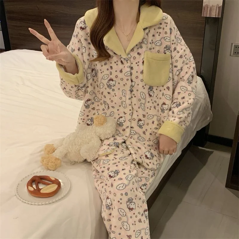 双面法兰绒240g套装女秋冬保暖家居服款号8634M-XXL 细节图5