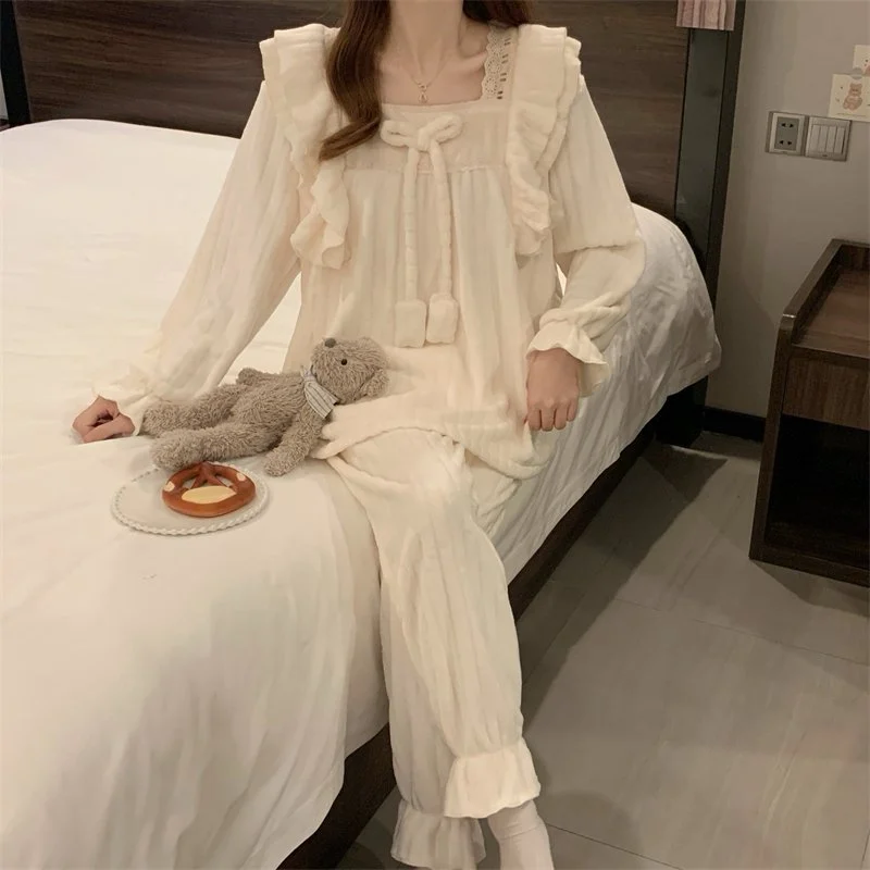 双面法兰绒240g套装女秋冬保暖家居服款号8902M-XXL 细节图1