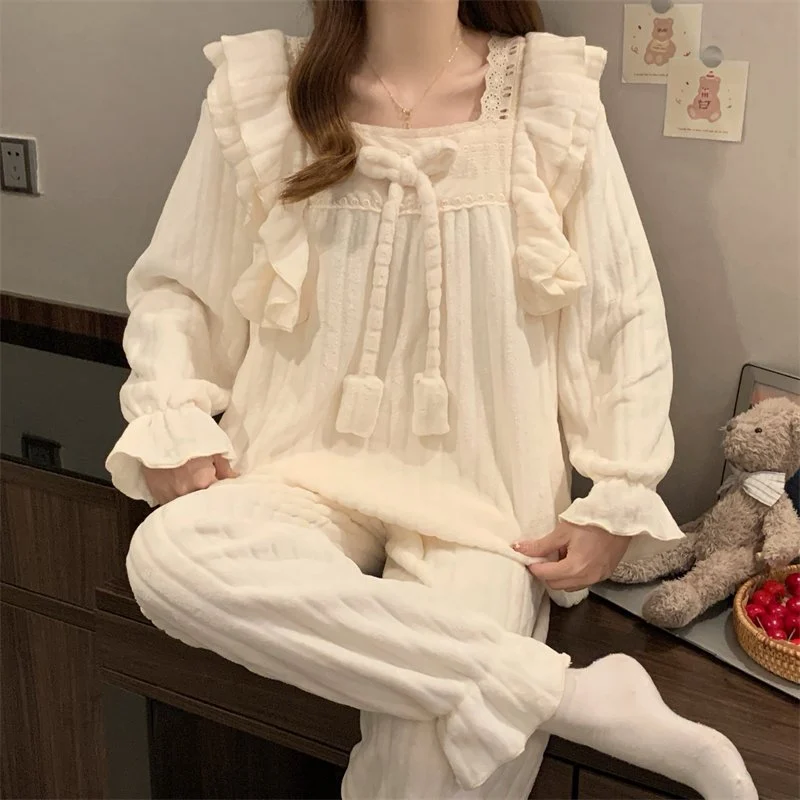 双面法兰绒240g套装女秋冬保暖家居服款号8902M-XXL 细节图2