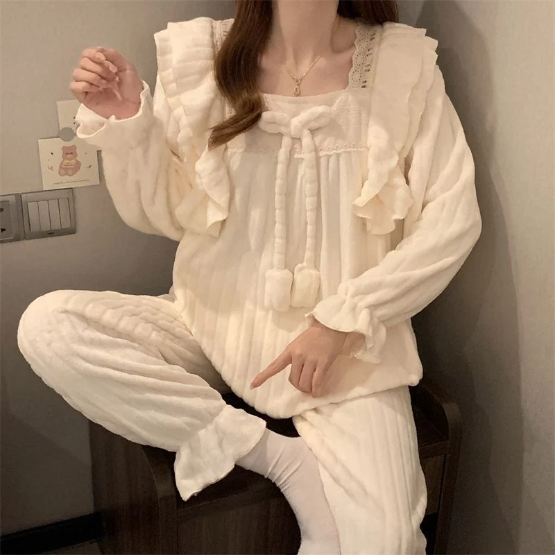 双面法兰绒240g套装女秋冬保暖家居服款号8902M-XXL 细节图4