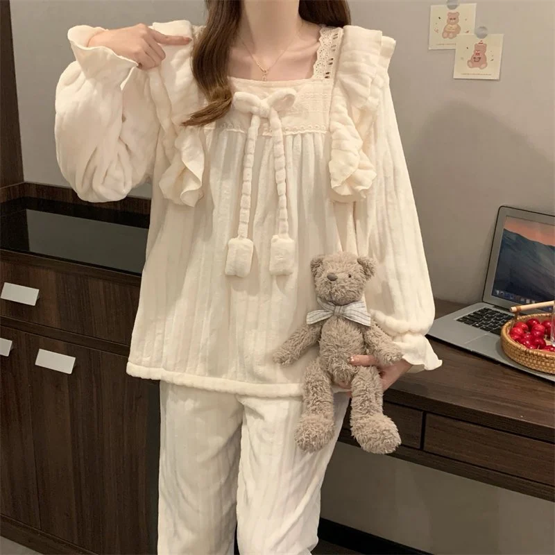 双面法兰绒240g套装女秋冬保暖家居服款号8902M-XXL 细节图5