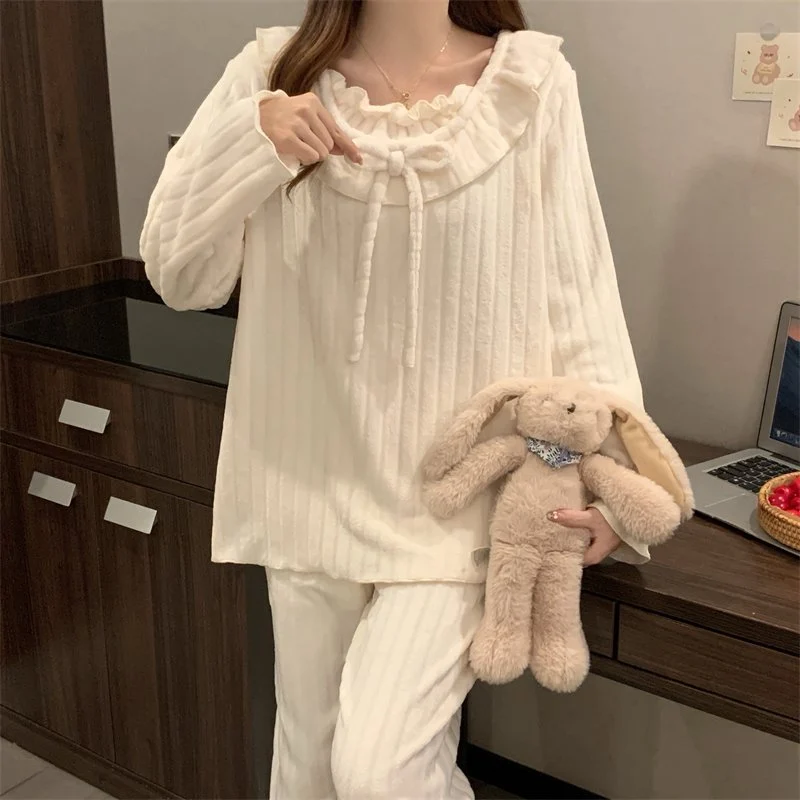双面法兰绒240g套装女秋冬保暖家居服款号8903M-XXL 细节图1