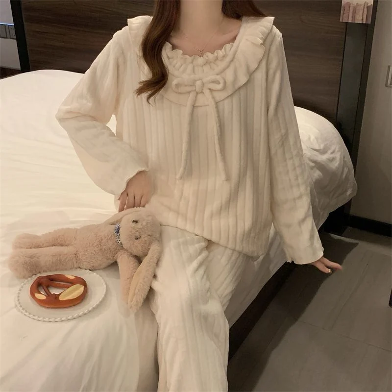 双面法兰绒240g套装女秋冬保暖家居服款号8903M-XXL 细节图3