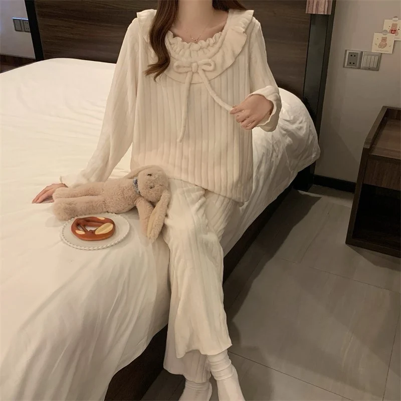 双面法兰绒240g套装女秋冬保暖家居服款号8903M-XXL 细节图5