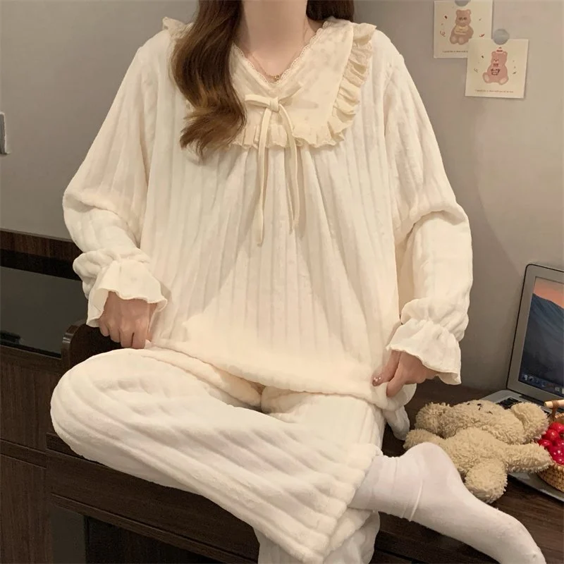 双面法兰绒240g套装女秋冬保暖家居服款号8904M-XXL