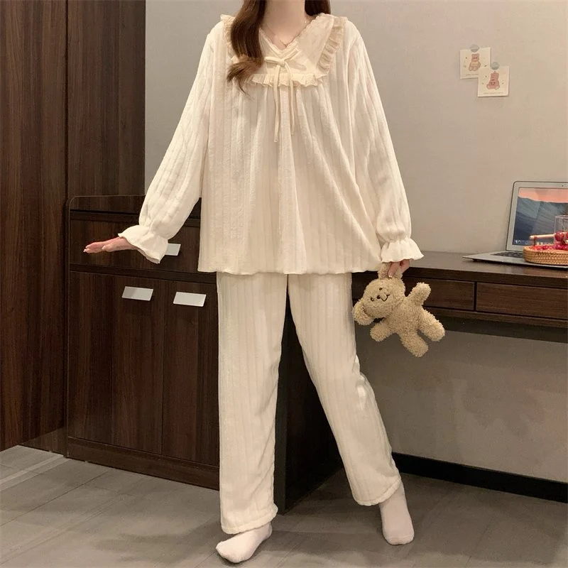 双面法兰绒240g套装女秋冬保暖家居服款号8904M-XXL 细节图4