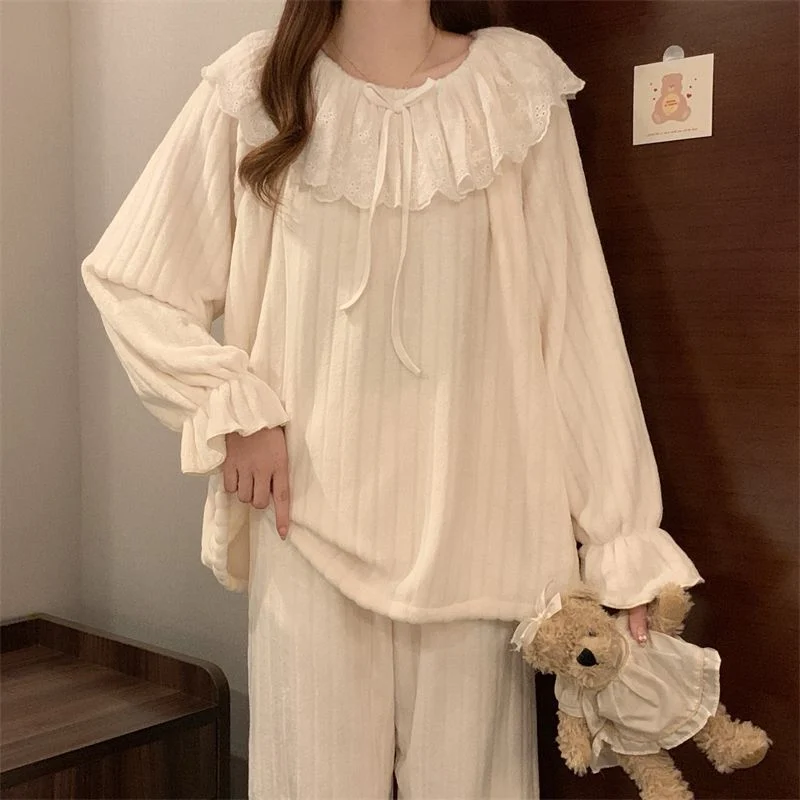 双面法兰绒240g套装女秋冬保暖家居服款号8905M-XXL 细节图2