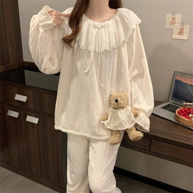 双面法兰绒240g套装女秋冬保暖家居服款号8905M-XXL 细节图4