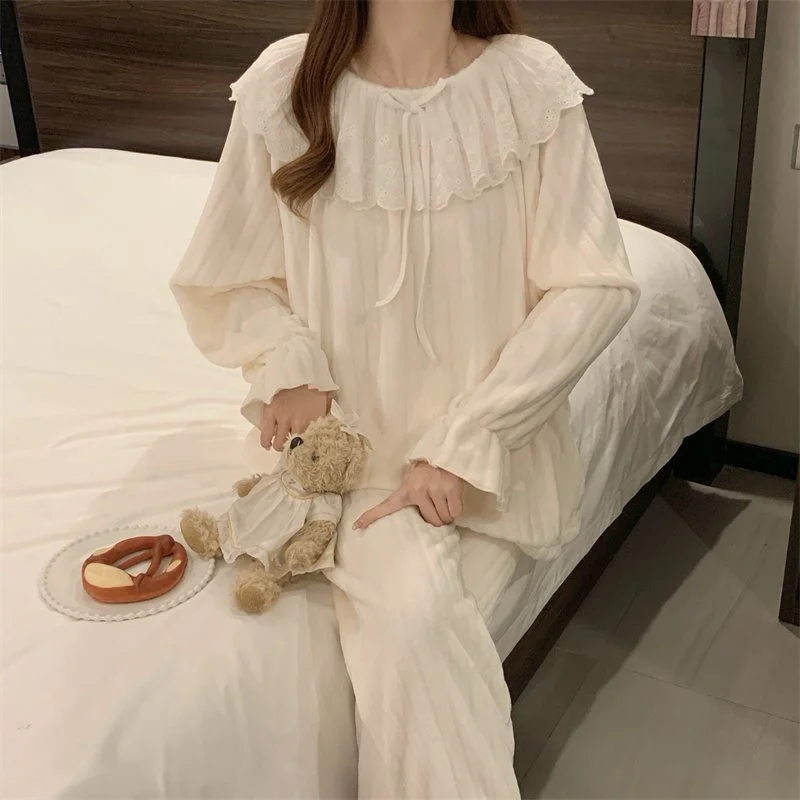 双面法兰绒240g套装女秋冬保暖家居服款号8905M-XXL 细节图5