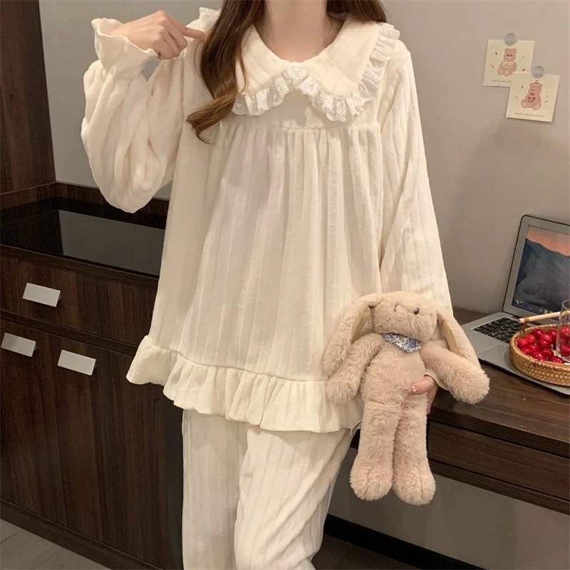 双面法兰绒240g套装女秋冬保暖家居服款号8906M-XXL 细节图1